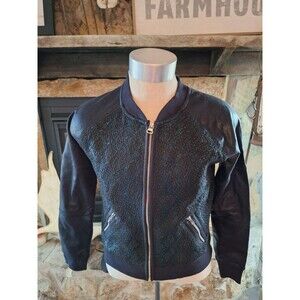 HARLEY DAVIDSON Women’s‎ Coated Foil Metallic Faux Leather Bomber Jacket Large